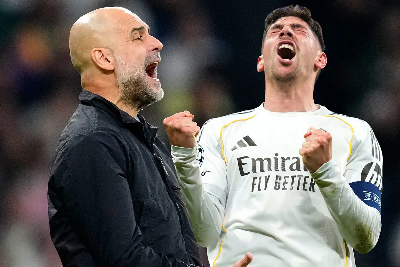 pep guardiola & fede valverde - champions leagueap