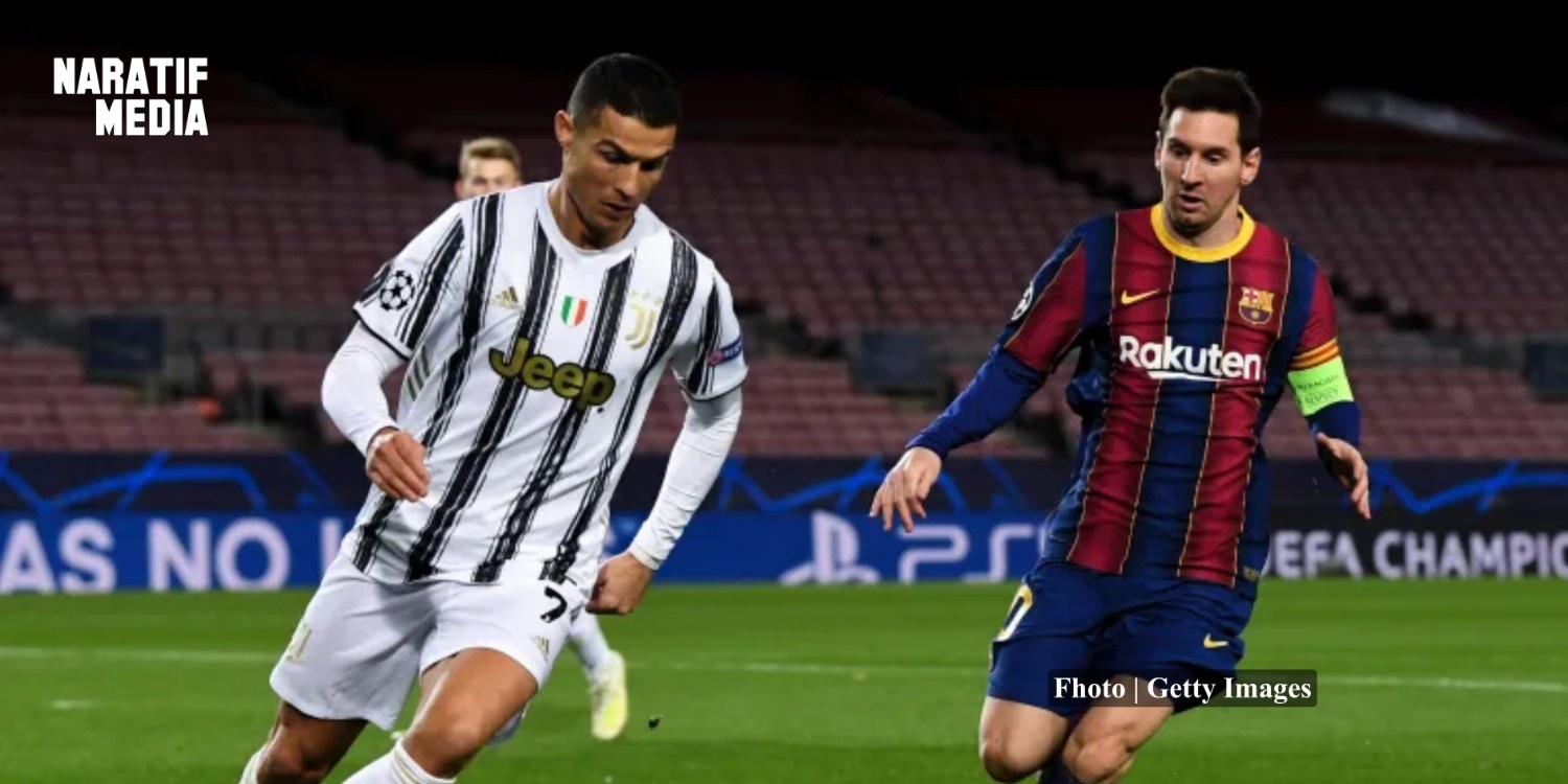 cristiano ronaldo dan lionel messi (naratifmedia/getty images)